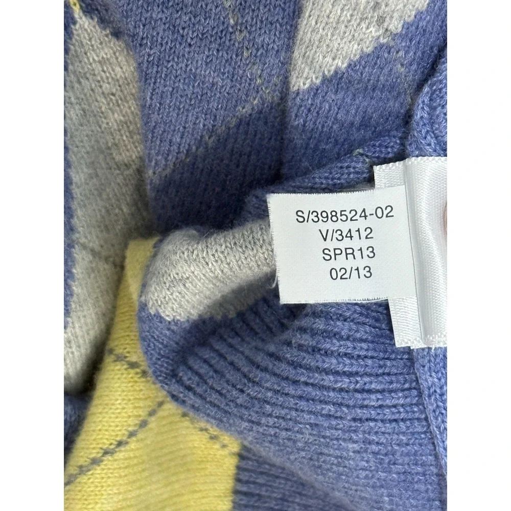 Banana Republic Sweater Mens Large Blue‎ Argyle V Neck Pullover Classic Cotton
